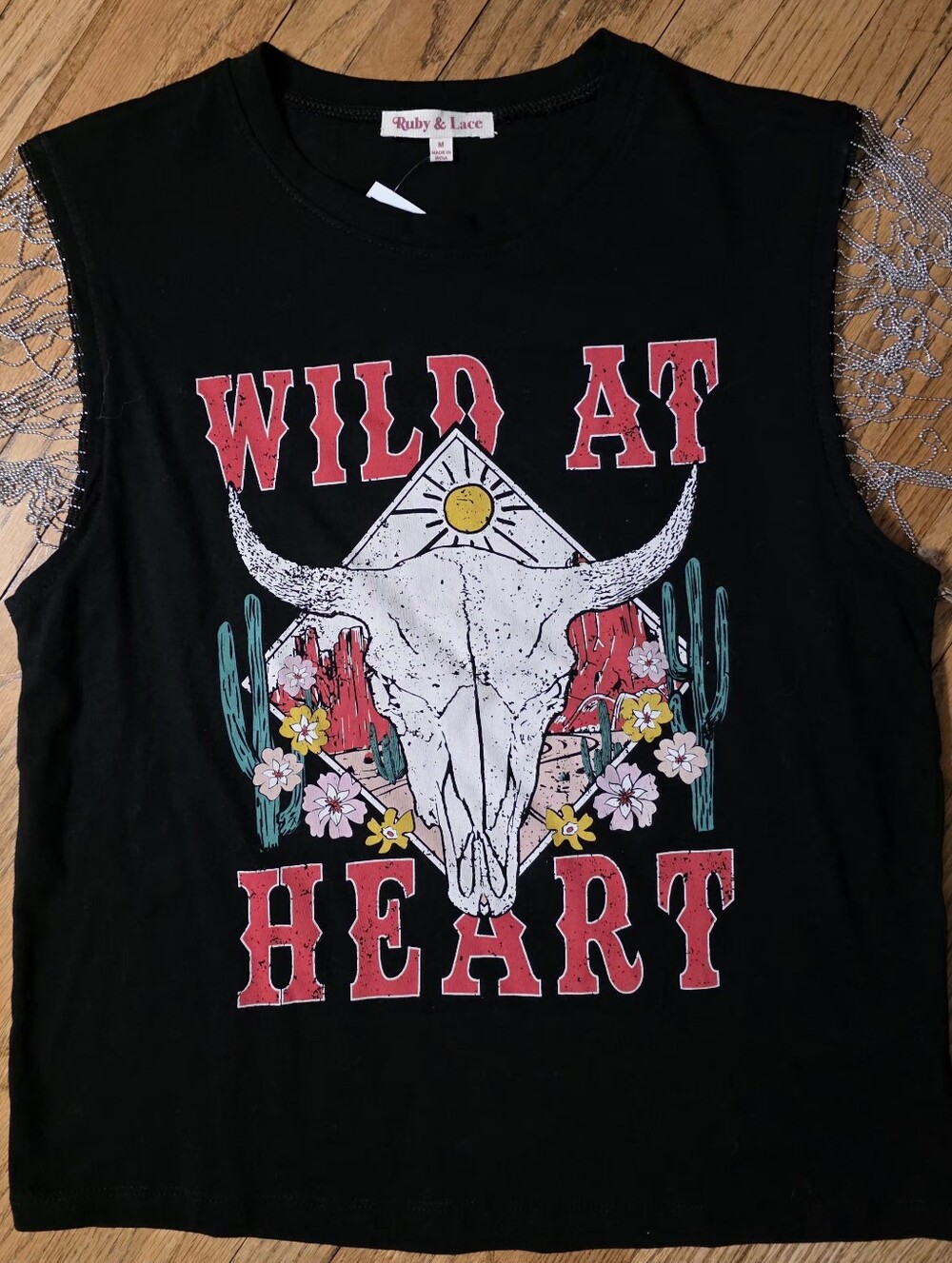 Ruby & Lace Black 'Wild At Heart' Graphic Tank Size M